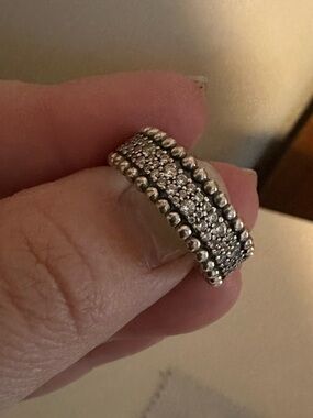 Pandora Silver Textured Band Ring